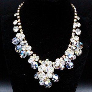 Juliana DE Aurora Borealis AB Crystals Rhinestones Charm Waterfall Necklace
